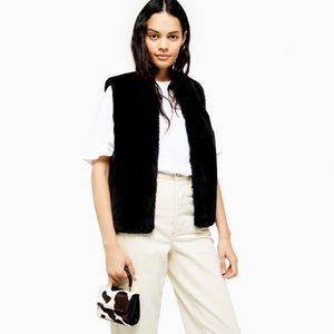 Topshop Luxe Faux Fur Black Vest